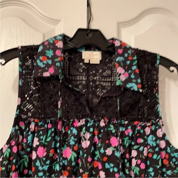Kate Spade Floral Peplum Lace Yoke Top Size Medium - Picture 4 of 8